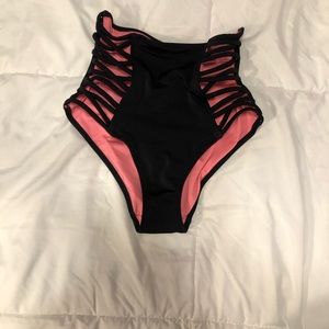 VS Pink black Strappy peekaboo hip bikini bottom